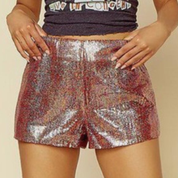 Blue Life Colton High Waist Faux Vegan Leather Shorts Silver Small New With Tags - Picture 10 of 11